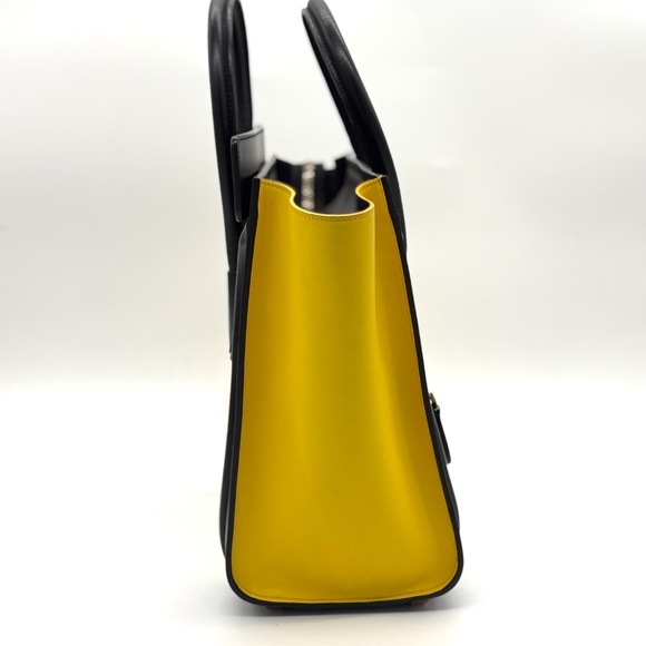 CELINE Drummed Calfskin Micro Luggage in Black, Yellow, and White 👜x8 - Picture 5 of 14